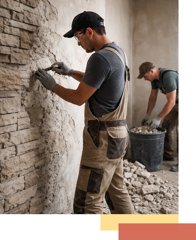 Демонтаж декоративного камня в Северодвинске профессионально и безопасно