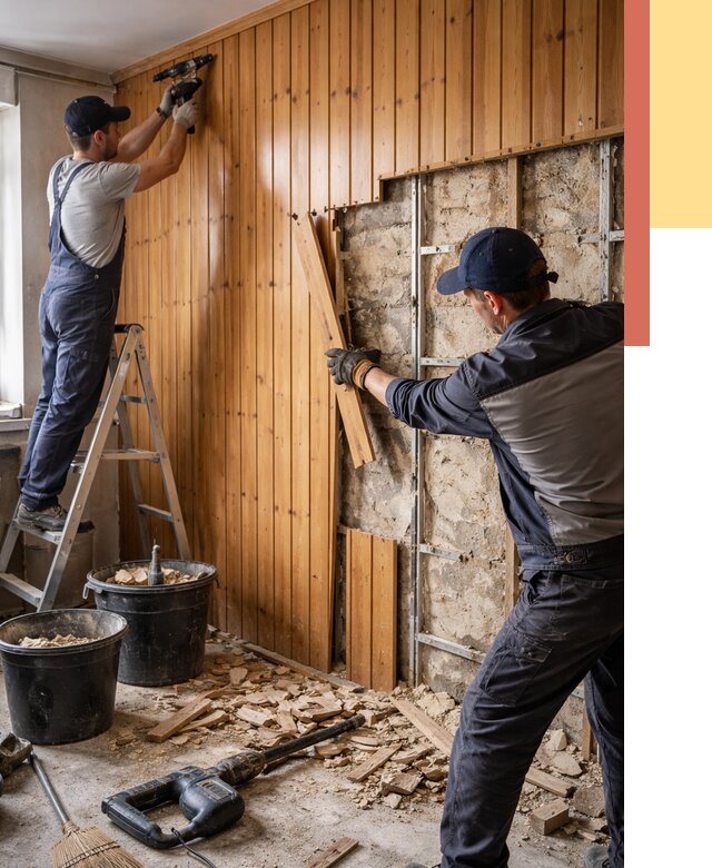 Демонтаж вагонки со стен в Северодвинске от 1468 руб. — снятие, удаление, срочно | ОТДЕЛОЧНИК-Свр