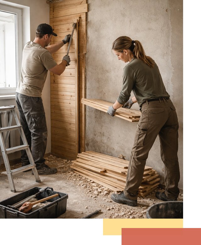 Демонтаж вагонки со стен в Северодвинске — профессиональный демонтаж