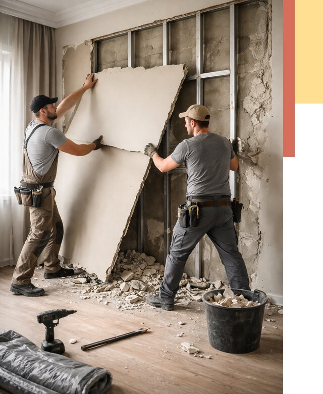 Демонтаж гипсокартона со стен в Северодвинске от 354 руб. — услуги демонтажа | ОТДЕЛОЧНИК-Свр