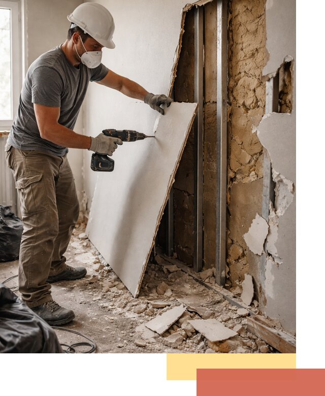 Демонтаж гипсокартона со стен в Северодвинске качественно и быстро