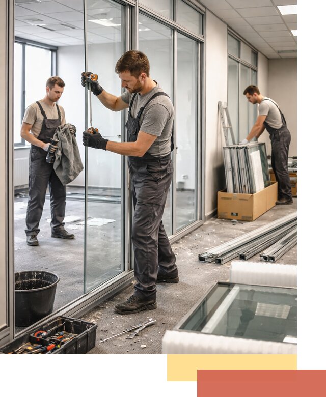 Демонтаж стеклянных перегородок в Северодвинске быстро и безопасно