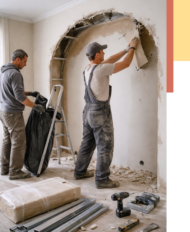 Демонтаж арки из гипсокартона в Северодвинске от 3542 руб. — услуги под ключ | ОТДЕЛОЧНИК-Свр