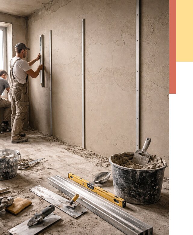 Штукатурка стен по маякам в Северодвинске от 5567 руб./м² — выравнивание под ключ | ОТДЕЛОЧНИК-Свр