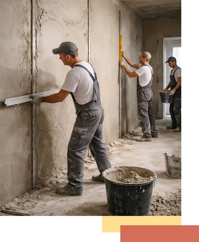 Штукатурка стен по маякам в Северодвинске — точная и ровная поверхность