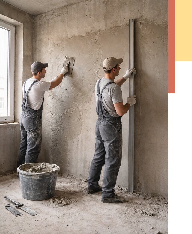 Штукатурка бетонных стен в Северодвинске от 4554 руб/м² — качественно и быстро | ОТДЕЛОЧНИК-Свр