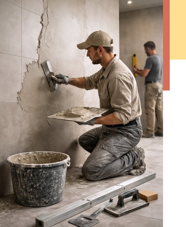 Штукатурка стен в ванной в Северодвинске от 4554 руб./м² — выравнивание под ключ | ОТДЕЛОЧНИК-Свр