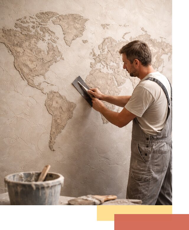 Декоративная штукатурка «Карта мира» под ключ в Северодвинске