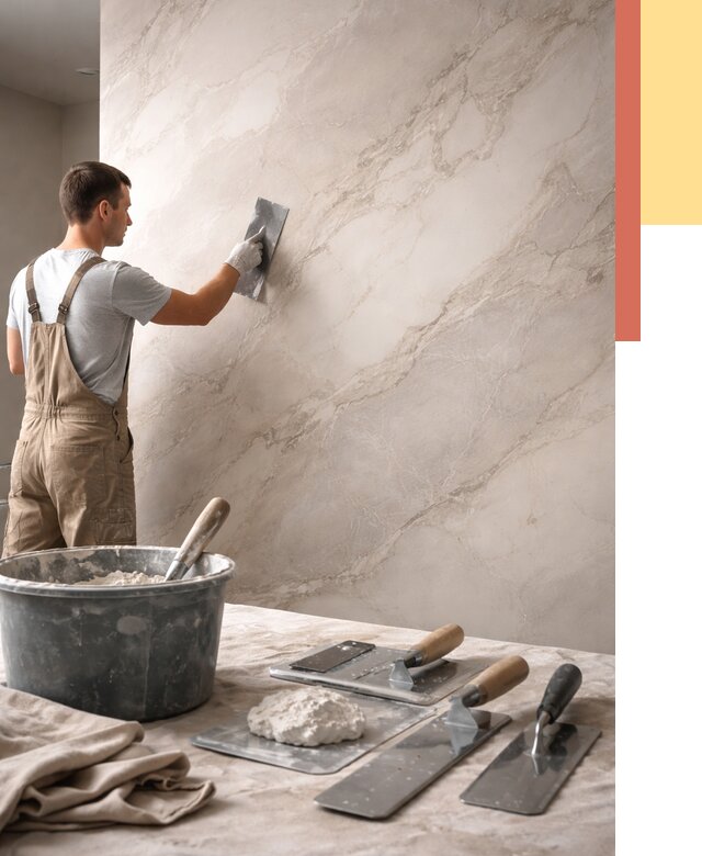 Декоративная штукатурка под мрамор в Северодвинске от 2834 руб./м² — быстро и недорого | ОТДЕЛОЧНИК-Свр