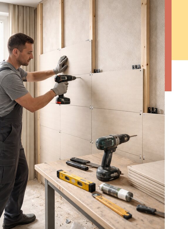 Монтаж МДФ панелей на стены в Северодвинске от 1265 руб. под ключ | ОТДЕЛОЧНИК-Свр