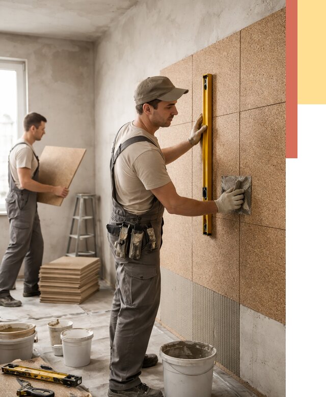 Монтаж пробковых панелей на стены в Северодвинске от 3542 руб. — ОТДЕЛОЧНИК-Свр