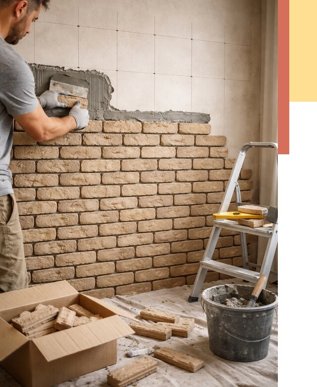 Монтаж декоративного кирпича в Северодвинске от 3239 руб./м² — быстро и недорого | ОТДЕЛОЧНИК-Свр