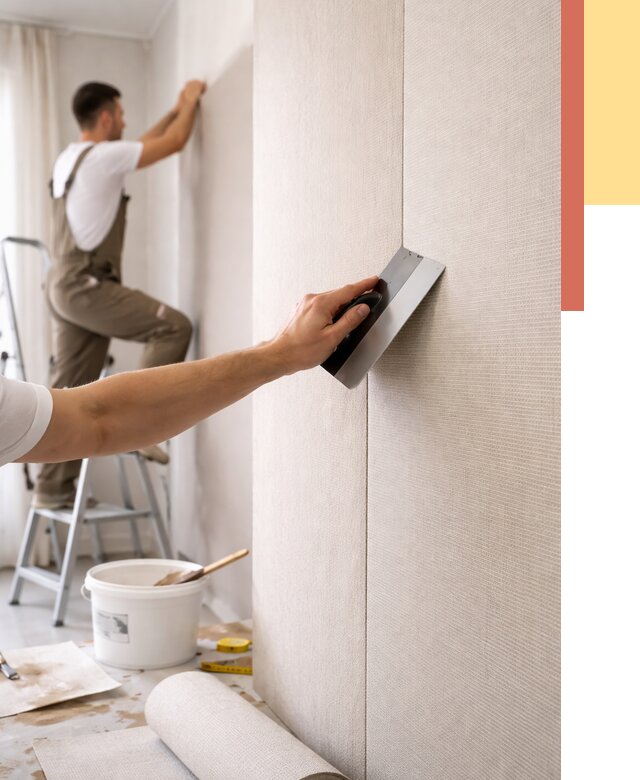 Поклейка текстильных обоев в Северодвинске от 4554 руб. под ключ | ОТДЕЛОЧНИК-Свр