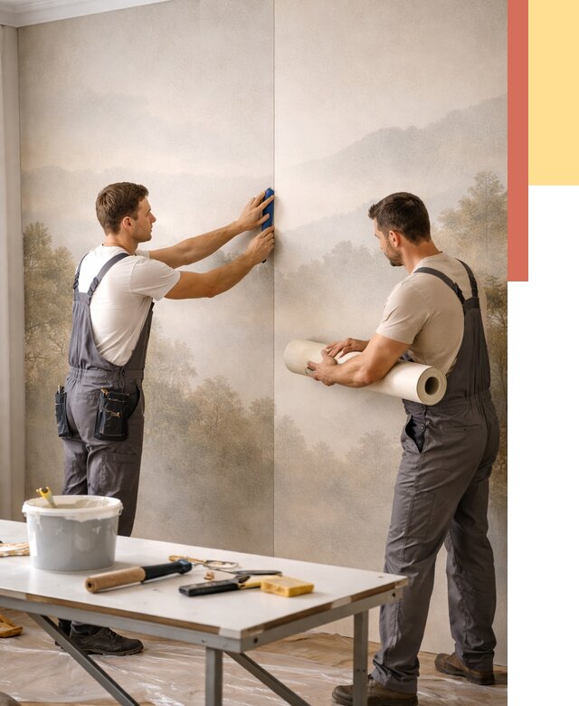 Поклейка фотообоев в Северодвинске от 8603 руб/м² — быстро и недорого | ОТДЕЛОЧНИК-Свр