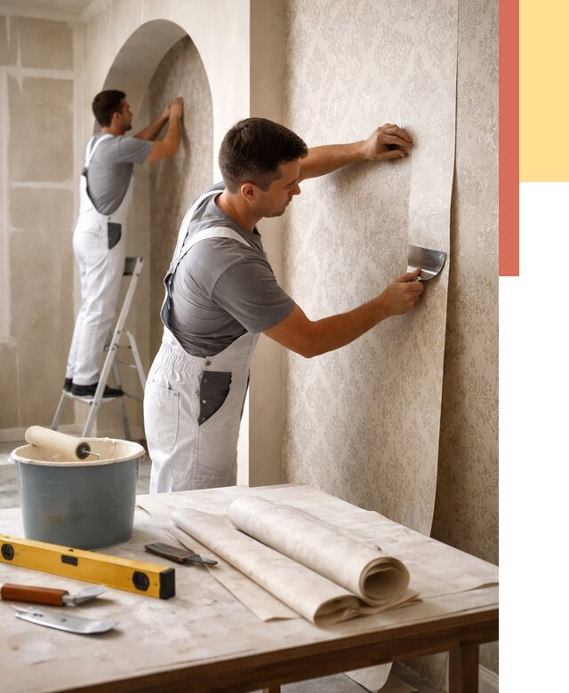 Поклейка обоев на сложные стены в Северодвинске от 2834 руб. под ключ | ОТДЕЛОЧНИК-Свр