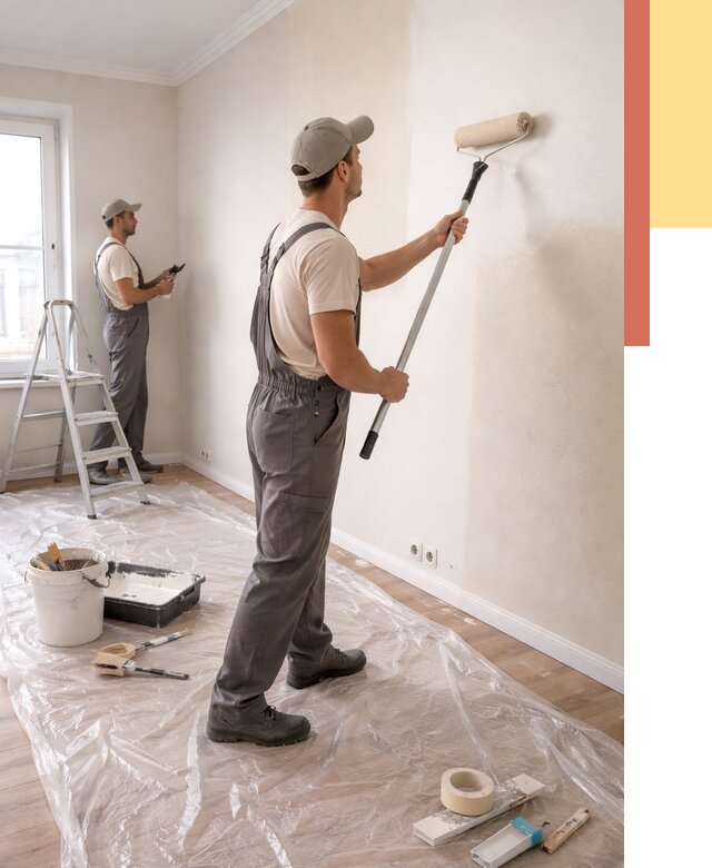 Покраска стен акриловой краской в Северодвинске от 3542 руб./м² — быстро и недорого | ОТДЕЛОЧНИК-Свр