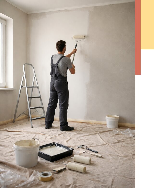 Покраска стен моющейся краской в Северодвинске от 354 руб./м² — быстро и недорого | ОТДЕЛОЧНИК-Свр