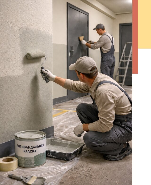 Покраска стен антивандальной краской в Северодвинске от 4554 руб./м² под ключ | ОТДЕЛОЧНИК-Свр