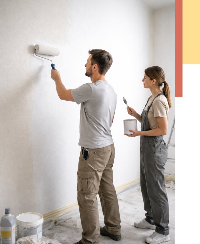 Окраска стен по стеклохолсту в Северодвинске от 4554 руб/м² под ключ | ОТДЕЛОЧНИК-Свр