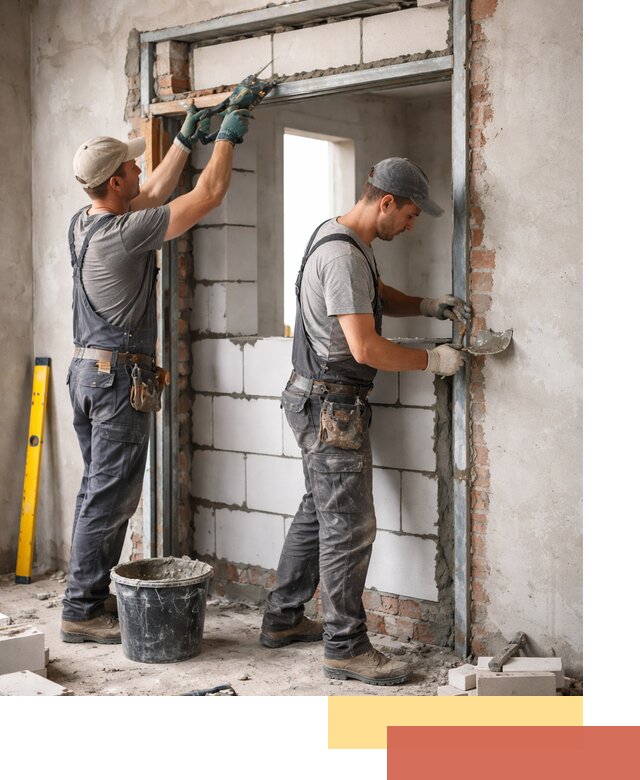 Закладка дверного проема под ключ в Северодвинске: демонтаж, монтаж, отделка