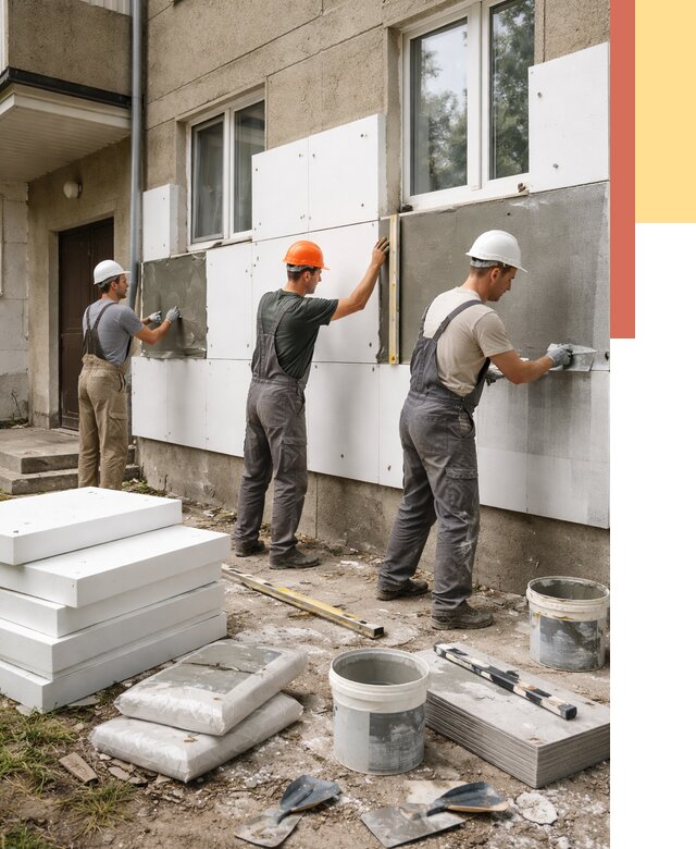 Утепление стен пенопластом в Северодвинске от 1771 руб. — недорого и под ключ | ОТДЕЛОЧНИК-Свр