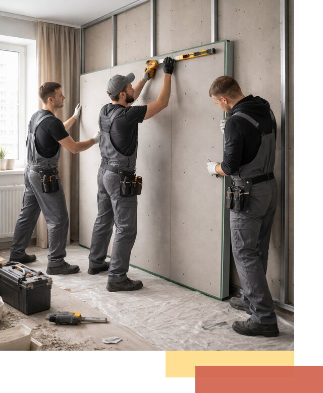 Шумоизоляция стен панелями ЗИПС в Северодвинске для жилых и коммерческих помещений