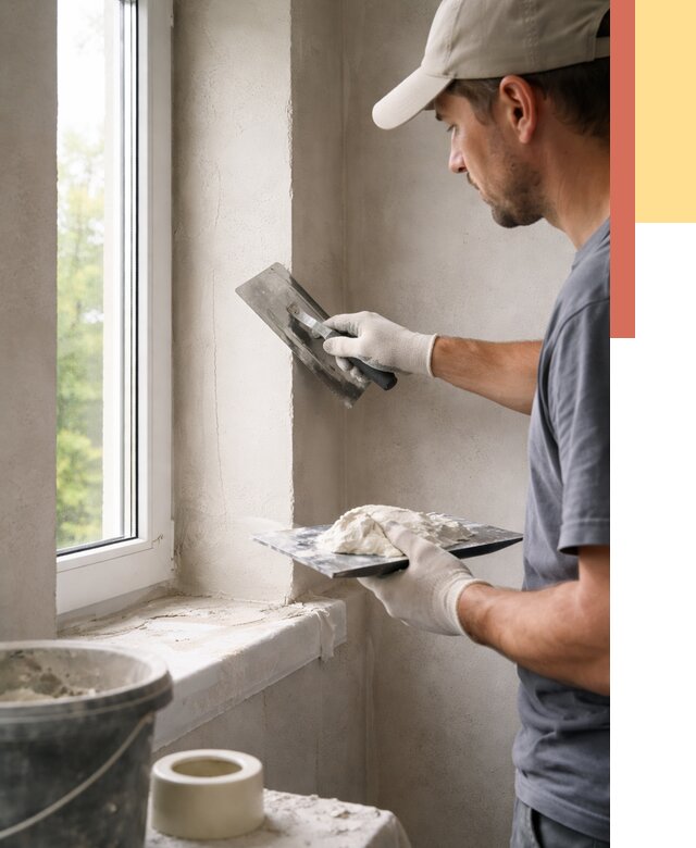 Штукатурка откосов в Северодвинске от 4554 руб/м² — услуги и выравнивание под ключ | ОТДЕЛОЧНИК-Свр