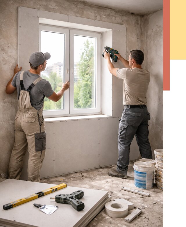 Монтаж откосов из гипсокартона в Северодвинске от 4554 руб. под ключ | ОТДЕЛОЧНИК-Свр