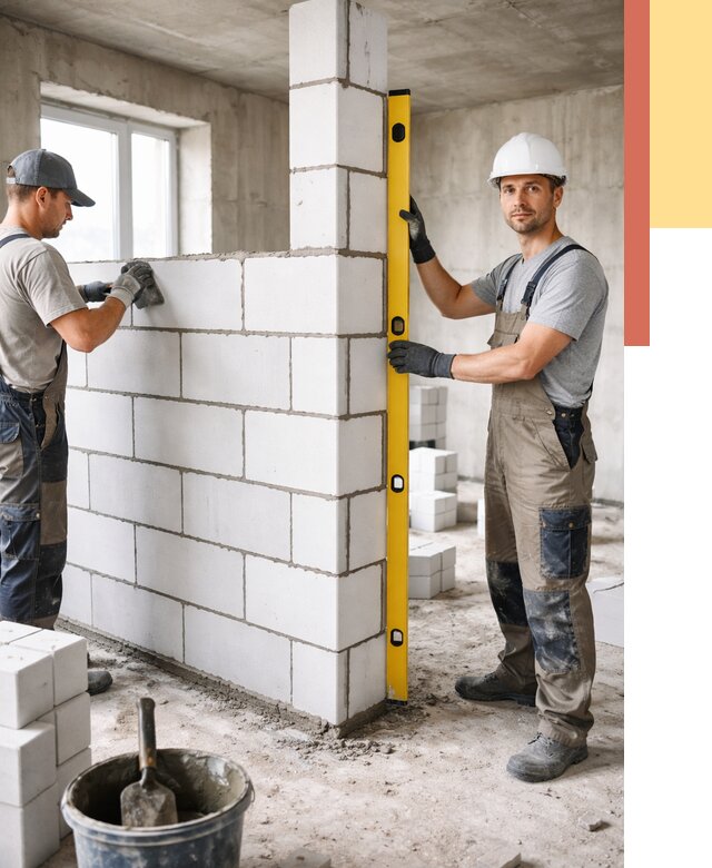 Кладка перегородок из пеноблока в Северодвинске от 1822 руб. под ключ | ОТДЕЛОЧНИК-Свр