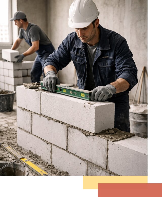 Кладка перегородок из пеноблока под ключ в Северодвинске