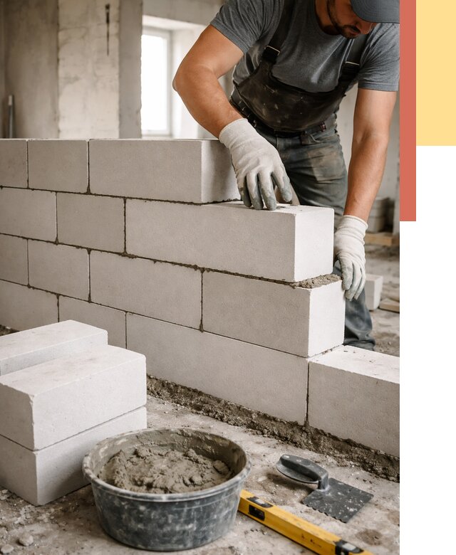 Кладка перегородок из силикатного блока в Северодвинске от 4048 руб. под ключ | ОТДЕЛОЧНИК-Свр