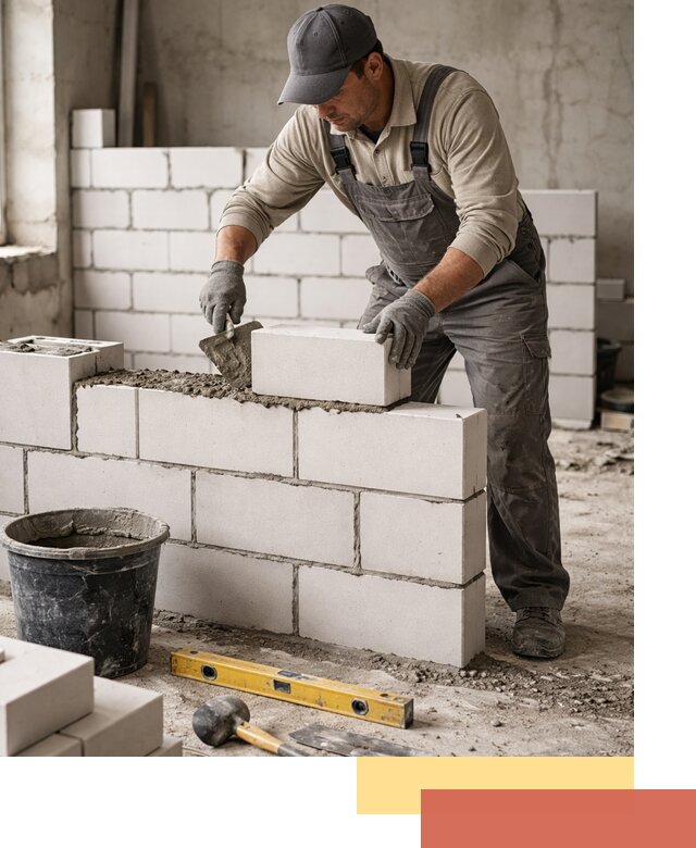 Кладка перегородок из силикатного блока в Северодвинске