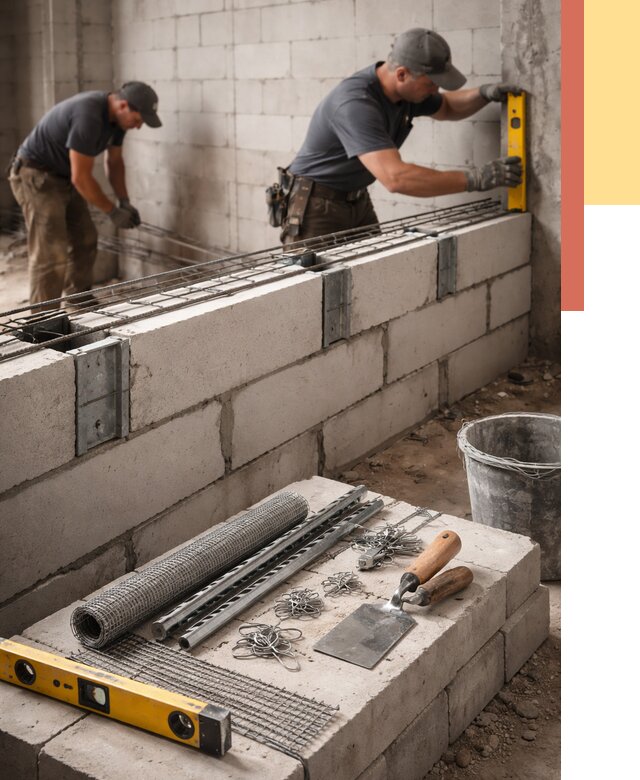 Армирование кладки перегородок в Северодвинске от 759 руб. под ключ | ОТДЕЛОЧНИК-Свр
