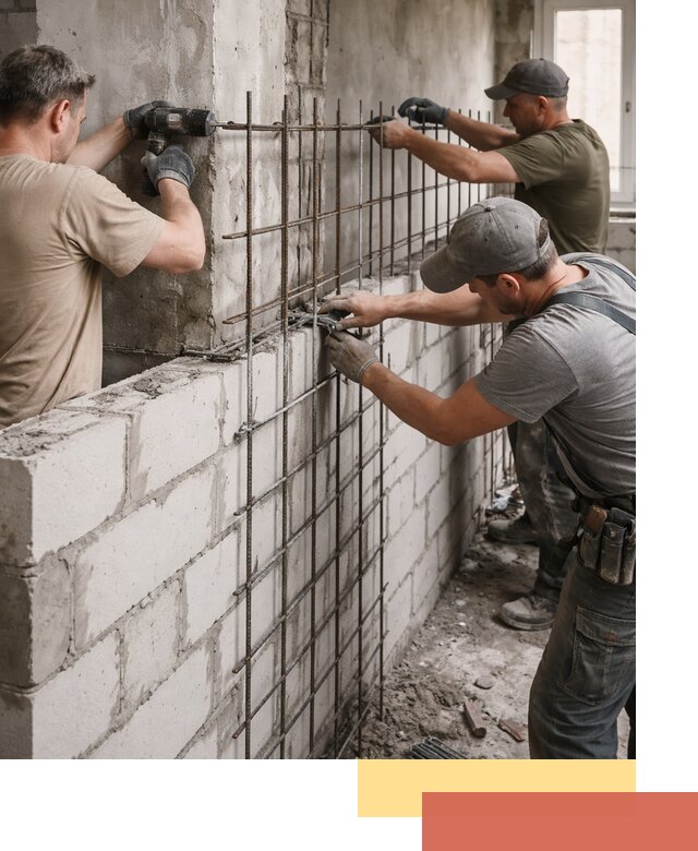 Армирование кладки перегородок в Северодвинске профессионально и надёжно