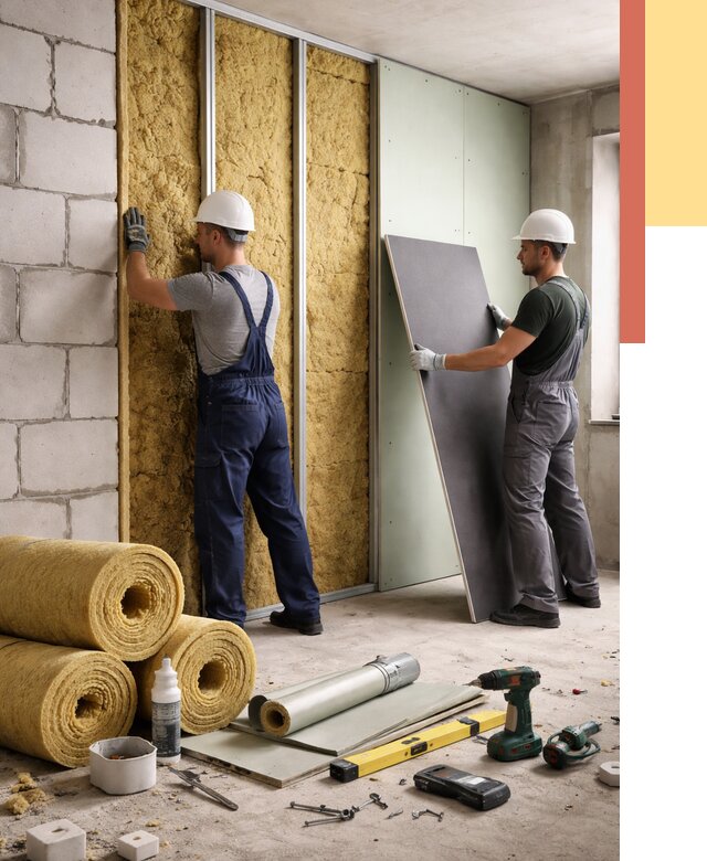 Шумоизоляция перегородок из блоков в Северодвинске от 1872 руб./м² — быстро и недорого | ОТДЕЛОЧНИК-Свр