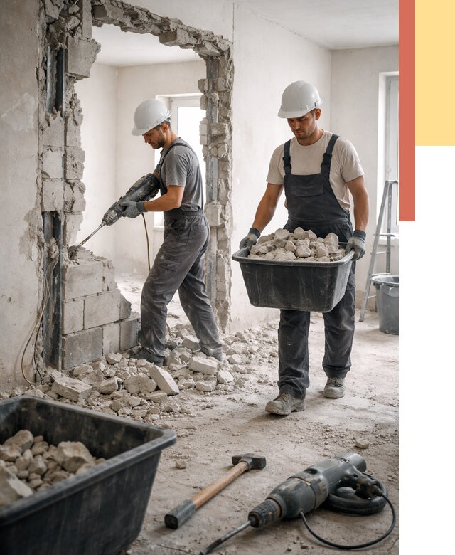 Демонтаж блоковых перегородок в Северодвинске от 3795 руб. — быстро и недорого | ОТДЕЛОЧНИК-Свр