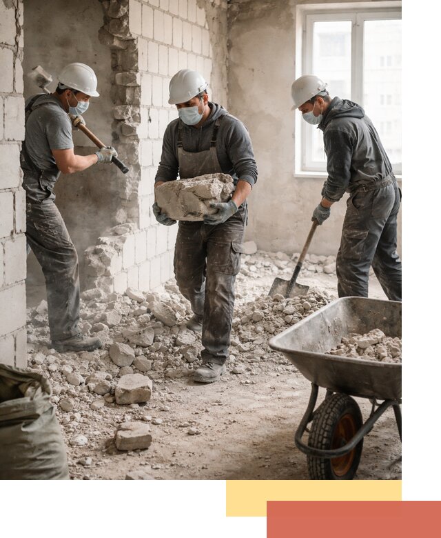 Демонтаж блочных перегородок в Северодвинске быстро и аккуратно