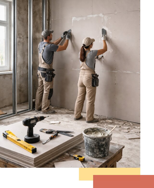 Монтаж двухслойной перегородки из гипсокартона в Северодвинске