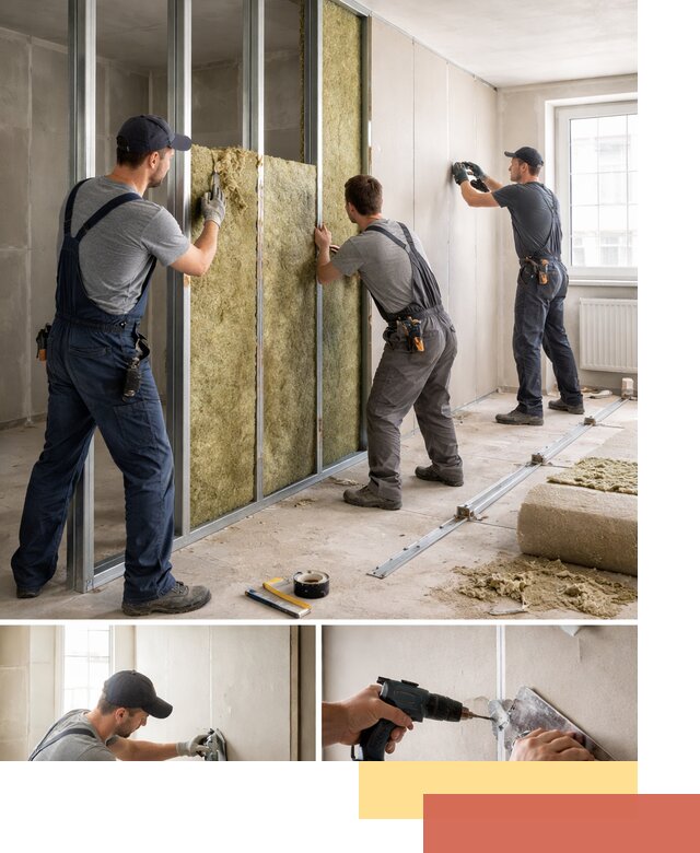 Перегородка из гипсокартона с шумоизоляцией в Северодвинске — монтаж под ключ