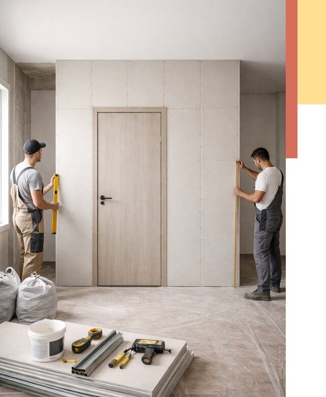 Перегородка из гипсокартона с дверью в Северодвинске от 4554 руб. под ключ | ОТДЕЛОЧНИК-Свр