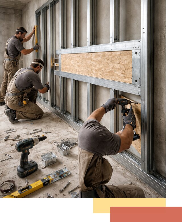 Усиленная перегородка для крепления тяжёлых конструкций в Северодвинске