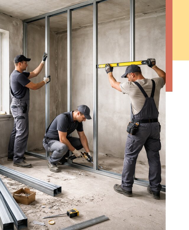 Монтаж каркаса перегородки из профиля в Северодвинске от 759 руб. | ОТДЕЛОЧНИК-Свр