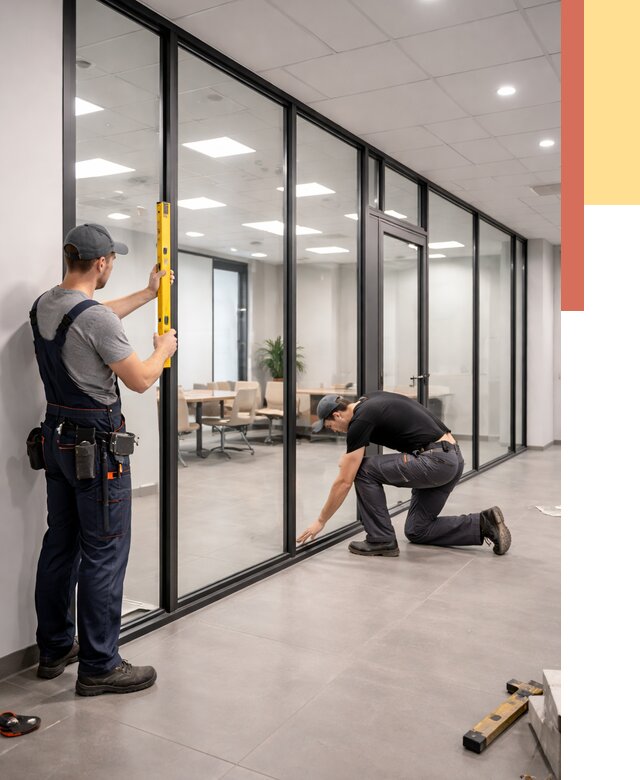 Каркасные стеклянные перегородки в Северодвинске под ключ от 9311 руб. | ОТДЕЛОЧНИК-Свр