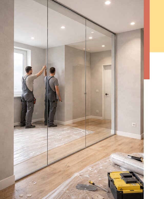 Безрамные стеклянные перегородки в Северодвинске — монтаж от 9615 руб. | ОТДЕЛОЧНИК-Свр