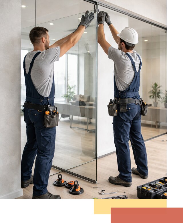 Безрамные стеклянные перегородки под ключ в Северодвинске