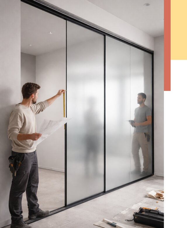 Матовые стеклянные перегородки в Северодвинске от 8603 руб. — монтаж и установка | ОТДЕЛОЧНИК-Свр