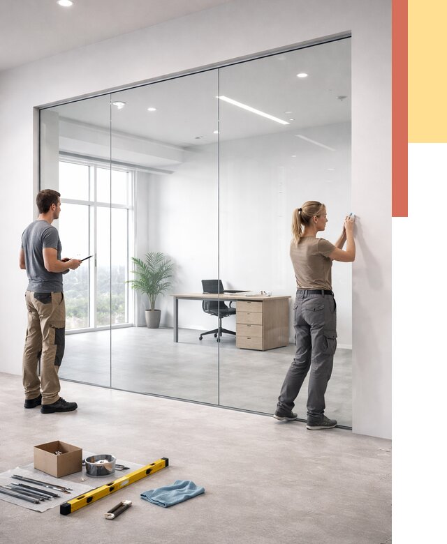 Перегородки из закаленного стекла в Северодвинске от 9615 руб. под ключ | ОТДЕЛОЧНИК-Свр