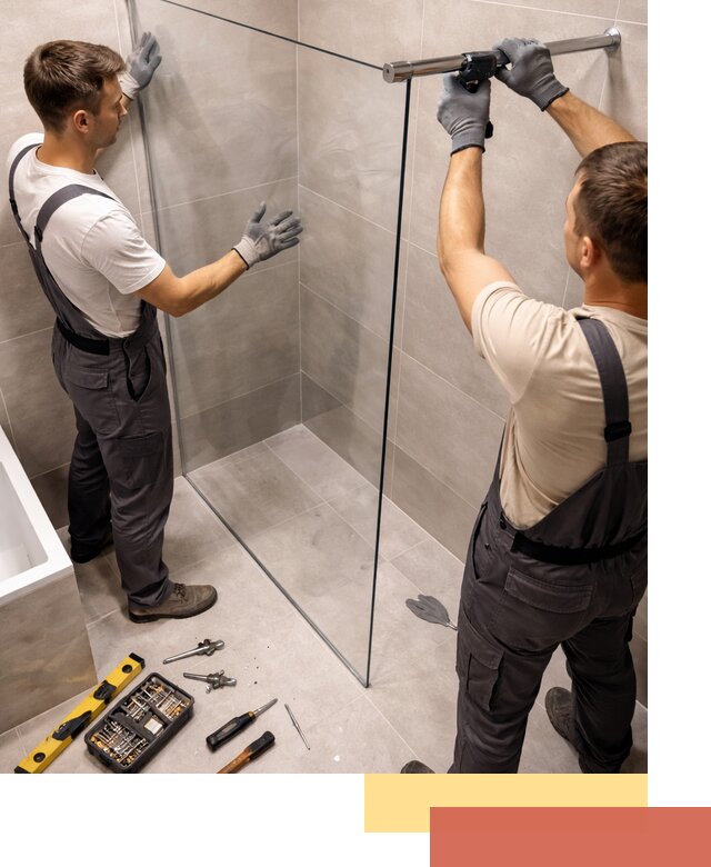 Стеклянные перегородки для душа в Северодвинске — изготовление и монтаж