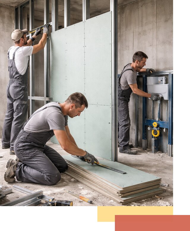 Монтаж и ремонт сантехнических перегородок в Северодвинске