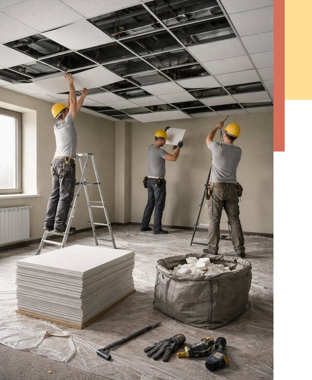 Демонтаж потолка Армстронг в Северодвинске от 4554 руб. быстро и недорого | ОТДЕЛОЧНИК-Свр